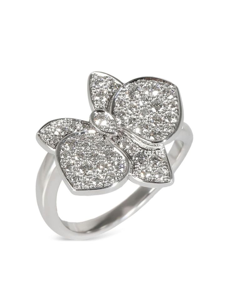 a white gold and diamond flower ring