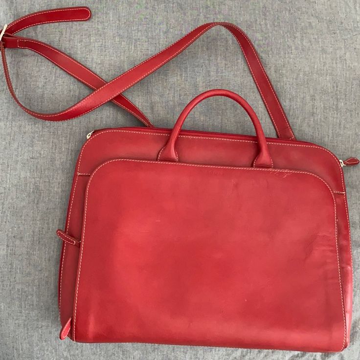 Beautiful Red Leather Computer Bag Or Work Bag. Lodis, Never Used, Flawless Interior And Clean Exterior With A Minor Scuff (See Pic). Classy And Timeless For Anyone. Red Laptop Satchel Bag, Red Satchel Laptop Bag, Red Business Shoulder Bag With Adjustable Strap, Red Laptop Bag For Travel, Modern Red Satchel For Daily Use, Red Shoulder Bag With Adjustable Strap For Office, Red Shoulder Bag Style Briefcase, Classic Red Bag For Daily Use, Classic Red Bags For Daily Use