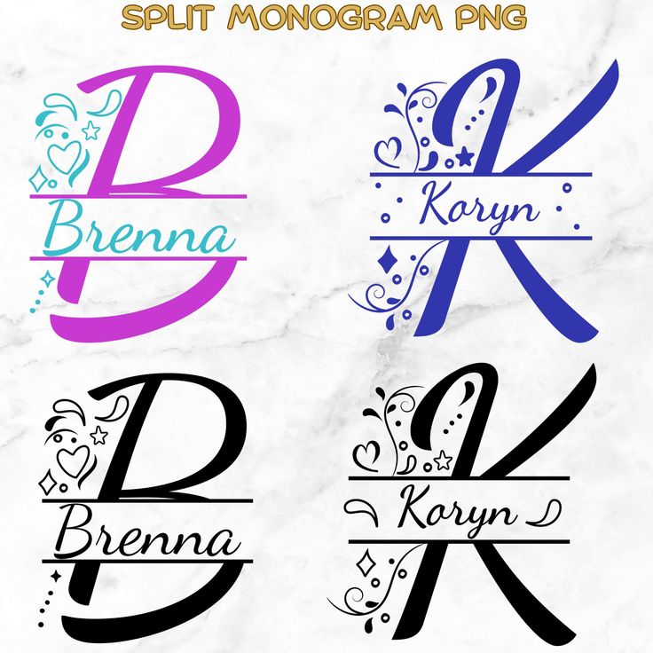 some type of monogram font with different colors