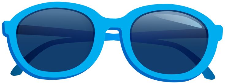 a pair of blue sunglasses with the reflection of them in it's lenses