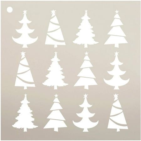 white christmas trees on a gray background