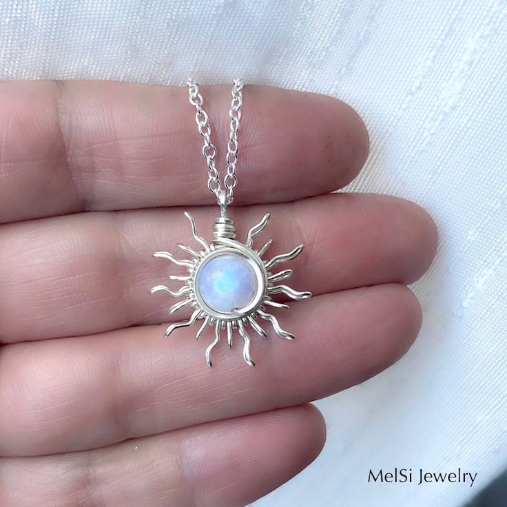 Sun-stone & Moon-stone sunburst necklaces. Wire wrapped sunburst pendant. Handmade jewelry. Hippie sun necklace. Boho jewelry. - Etsy 日本 White Sun And Moon Round Pendant Jewelry, White Sun And Moon Design Round Pendant Jewelry, White Pendant Jewelry With Sun And Moon Design, Moonstone Pendant Jewelry With Sun And Moon Design, Moonstone Sun And Moon Pendant Jewelry, Moonstone Pendant With Sun And Moon Design, White Sun And Moon Pendant Jewelry, White Sun And Moon Design Pendant Jewelry, White Pendant Necklace With Sun And Moon Design