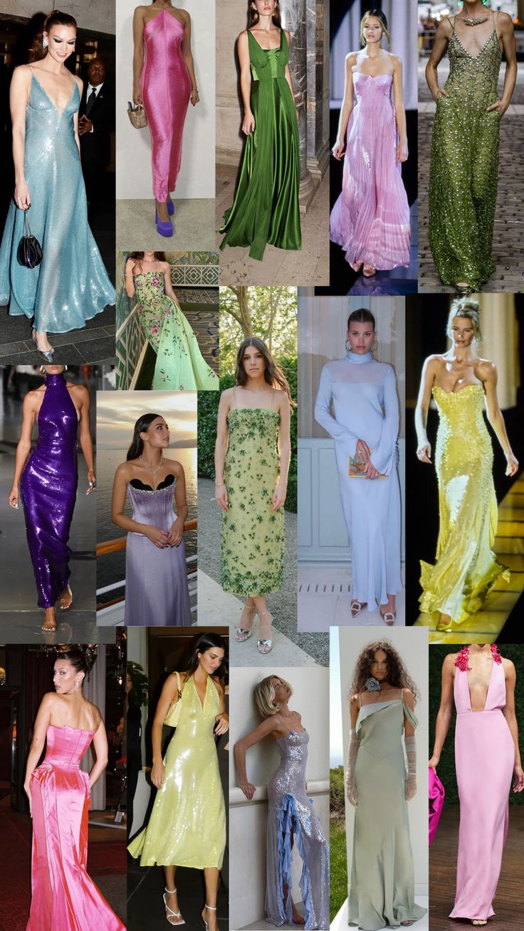 many different types of dresses on the runway