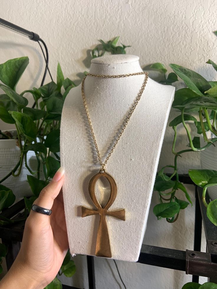 Website- elementalecstasy.org  Depop: elementalecstasy Instagram- elementalecstasy Bohemian Ankh Necklace In Metal, Gold Ankh Metal Jewelry, Gold Ankh Shaped Metal Jewelry, Silver Ankh Necklace In Brass, Spiritual Ankh Necklace With Adjustable Chain, Symbolic Ankh Necklace Adjustable, Symbolic Ankh Necklace, Spiritual Cross Jewelry In Metal, Adjustable Brass Cross Jewelry