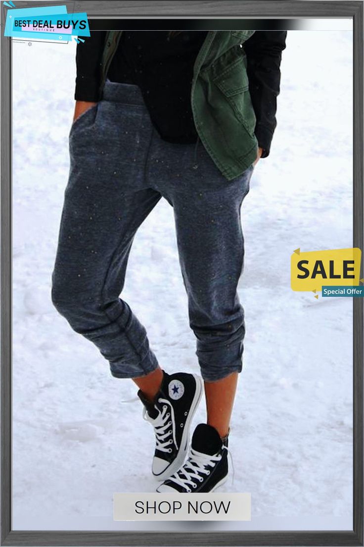 Gray Casual Cotton-blend Plain Pants Casual Winter Bottoms With Pockets, Trendy Tapered Leg Leisure Bottoms, Casual Winter Pants With Pockets, Casual Wide Leg Winter Bottoms, Trendy Fall Bottoms For Leisure, Trendy Fall Leisure Bottoms, Trendy Fall Leisure Pants, Trendy Straight Leg Sweatpants For Winter, Casual Winter Leisure Bottoms