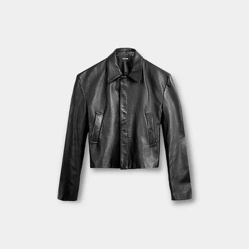 47617330610464|47617330643232|47617330676000|47617330708768 Classic Black Cropped Outerwear, Fitted Single Breasted Biker Jacket With Long Sleeves, Fall Streetwear Blazer With Button Closure, Trendy Collared Biker Jacket For Work, Fall Workwear Collared Biker Jacket, Fitted Collared Biker Jacket For Fall, Black Cropped Biker Jacket For Work, Cropped Leather Jacket For Fall Workwear, Spring Single Breasted Long Sleeve Biker Jacket