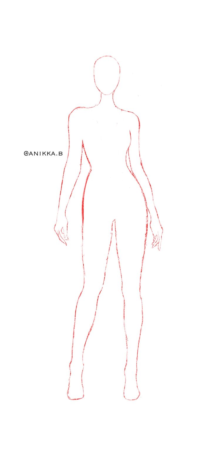 a drawing of a man's body and torso in red ink on white paper