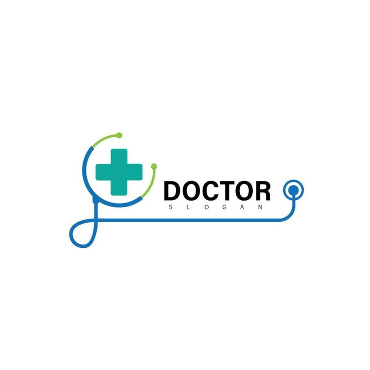 the doctor logo is blue and has a green cross on it's left side