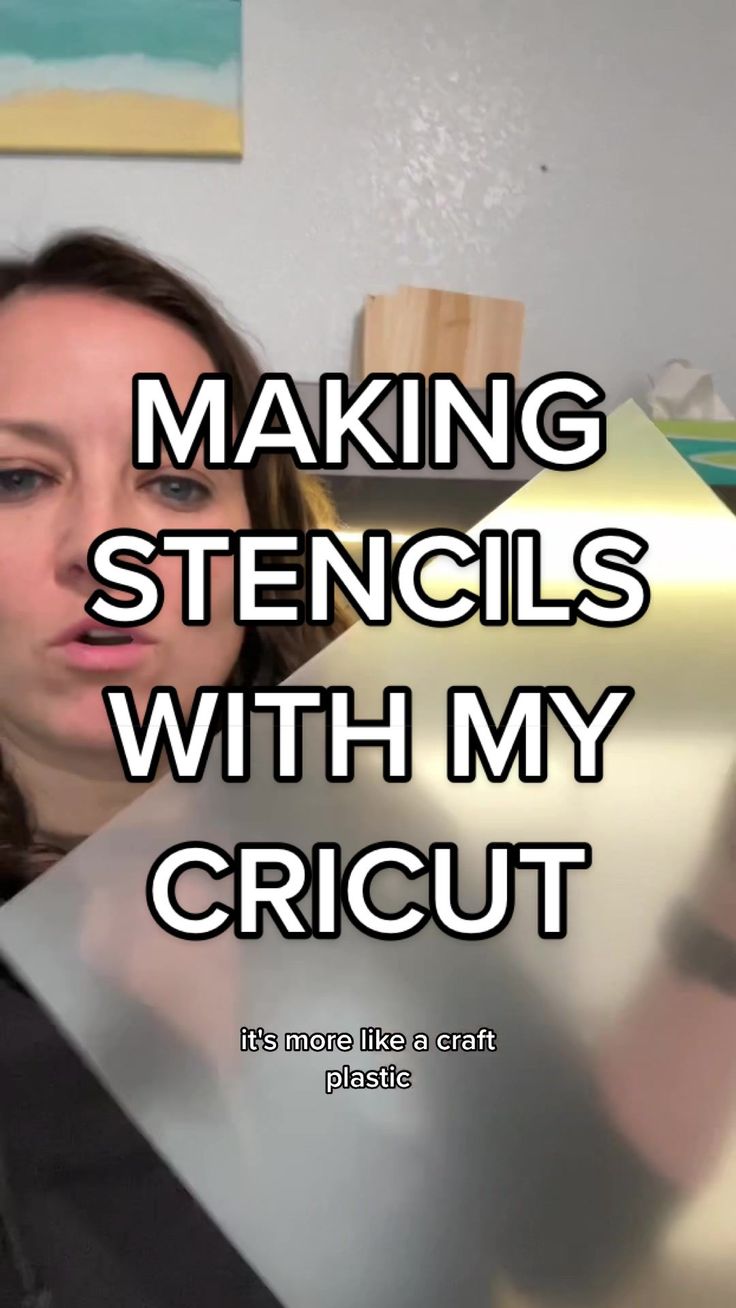 a woman making stencils with her cricut in front of the camera