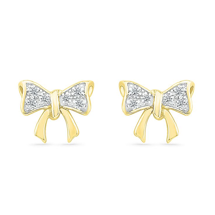 White Gold Bow Earrings For Gift, White Gold Bow Earrings For Formal Occasions, Anniversary White Gold Bow Earrings, Classic Bow Earrings For Anniversary, White Bow Earrings For Anniversary, Classic Bow Earrings For Party, Sterling Silver Diamond Earrings, Silver Diamond Earrings, Rose Gold Studs