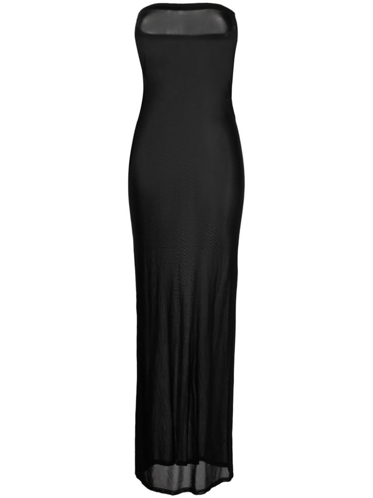 semi-sheer strapless dress from SAINT LAURENT featuring black, stretch-design, strapless, semi-sheer construction and floor-length. Saint Laurent Mini Dress, Sheer Black Dress, Strapless Dress Black, Saint Laurent Dress, Black Sheer Dress, Transparent Dress, Simple Black Dress, Dream Dresses, Black Strapless Dress