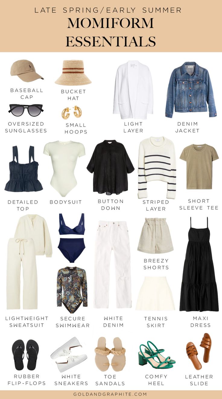 Ultimate Wardrobe Essentials Guide: Late Spring/Early Summer Edition | Gold and Graphite by Jill Atogwe Spring Summer Capsule Wardrobe, Summer Wardrobe Staples, Chic Wardrobe, Fashion Capsule Wardrobe, Elegant Attire, Ootd Ideas, Summer Capsule Wardrobe, Capsule Outfits, Late Spring