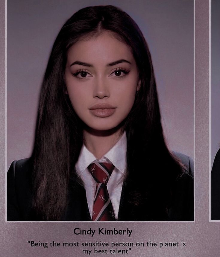 a woman with long dark hair wearing a suit and tie is shown in two different pictures