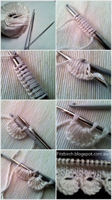 the steps to crochet are shown in different pictures, including yarn and knitting needles