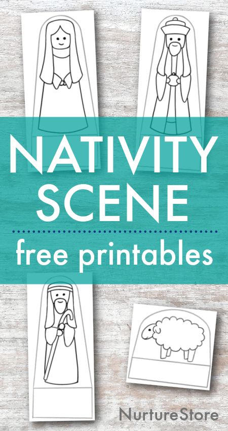 nativity scene printables for kids to color and cut out on the table