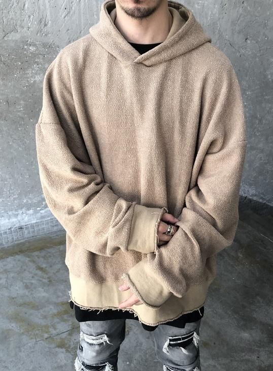 Winter Khaki Hoodie With Relaxed Fit, Casual Oversized Khaki Sweater, Fall Fleece Hoodie With Drop Shoulder, Oversized Khaki Casual Sweater, Beige Fleece Casual Hoodie, Casual Beige Fleece Hoodie, Winter Khaki Sweatshirt For Loungewear, Casual Oversized Patchwork Sweater, Beige Sweatshirt For Winter Layering