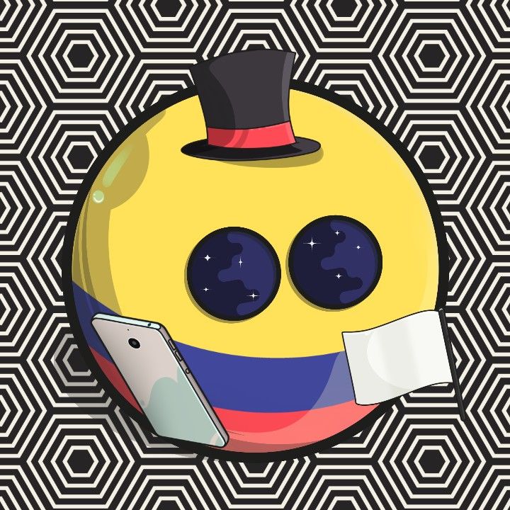 a yellow ball with two large eyes and a top hat on it's head