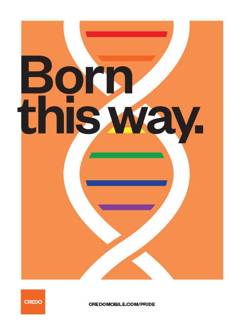 an orange poster with the words born this way in black and white, on it