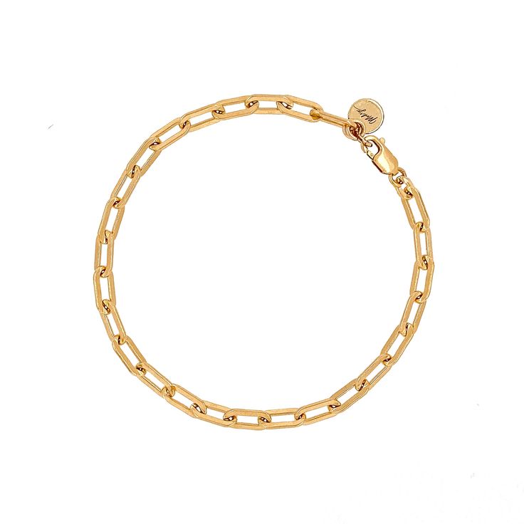 One of our most adored chains that will make you stop and stare. 14K gold-filled and created the perfect texture with your favorite bracelet stack. How we style our bracelets: The world is at your wrist when styling our signature bracelets. They stack well with others, so don’t be shy! Add bangles, charms, and chains for a statement that will turn heads. For a minimal approach, we’re all about solo-wear. Nothing but good choices here. 7" total length 1/8" thick 14k gold-filled or sterling silver Minimalist Tarnish Resistant Recycled Gold Bracelet, Timeless Everyday Gold Chain Bracelet, Timeless Gold-plated Bracelet For Everyday, Timeless Gold Plated Bracelet For Everyday Wear, Timeless Everyday Gold Plated Bracelet, Modern Bracelets In 14k Gold-filled Yellow Gold, Minimalist Link Bracelet For Everyday Luxury, Modern Yellow Gold Charm Bracelet For Everyday, Modern Bracelet In 14k Gold Filled Yellow Gold