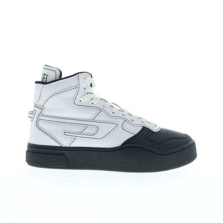 Model Name: S-Ukiyo Mid X Model Number: Y02961-Pr013-H1527 Material: Leather Color: White Black Condition: New With Box Width: Medium (D, M) Diesel Offers Trendy And Stylish Models That Look Great With Jeans. Diesel Provides A Great Look But Also Provides Comfort With A Rubber Sole Allowing For Everyday Use. When It Comes To Choosing An Outfit Diesels Are Always A Good Way To Go! White Lifestyle, Diesel Sneakers, Diesel Shoes, Brown Leather Sneakers, Holiday Promotions, Sneaker Slippers, Yellow Shoes, Custom Wheels, Beige Shoes