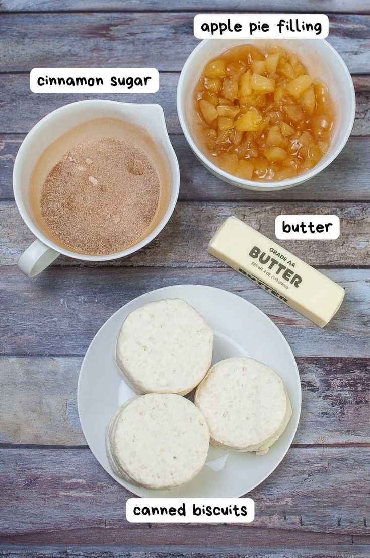 the ingredients to make apple pie filling are shown