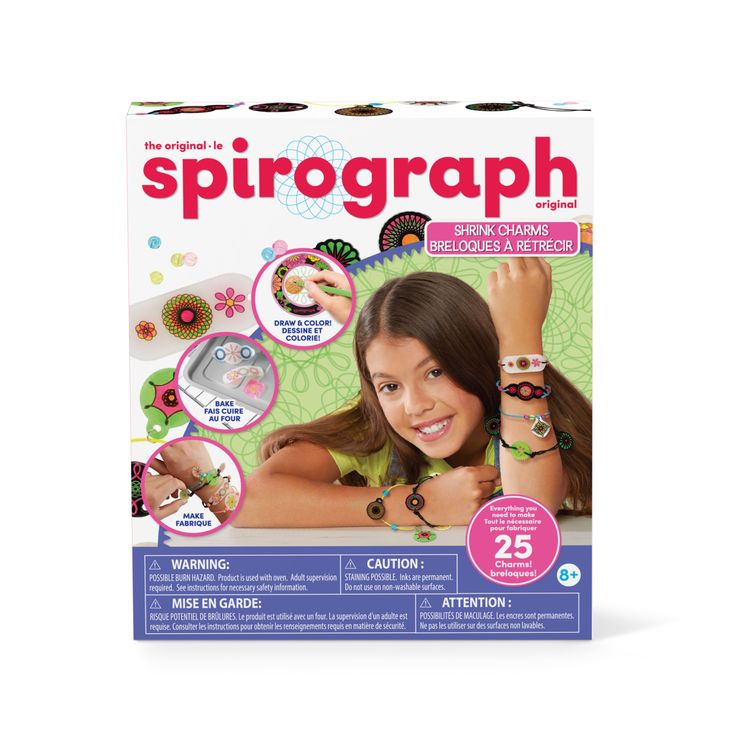 Buy the The Original Spirograph® Shrink Charms at Michaels. Draw Spirograph designs on shrink paper, color them in with neon markers, and put them in the oven to make the charms. Spirograph just got even more CHARM-ing with Shrink Charms! Make amazingly vibrant, wearable spiral art quickly and easily—just draw, bake, and make! Draw Spirograph designs on shrink paper, color them in with neon markers, and put them in the oven to make the charms. Then, add your handmade charms to jewelry with the i Shrink Charms, Original Spirograph, Spirograph Design, Spirograph Art, Neon Markers, Friendship Bracelet Kit, Drawing Kits, Shrink Paper, Spiral Art