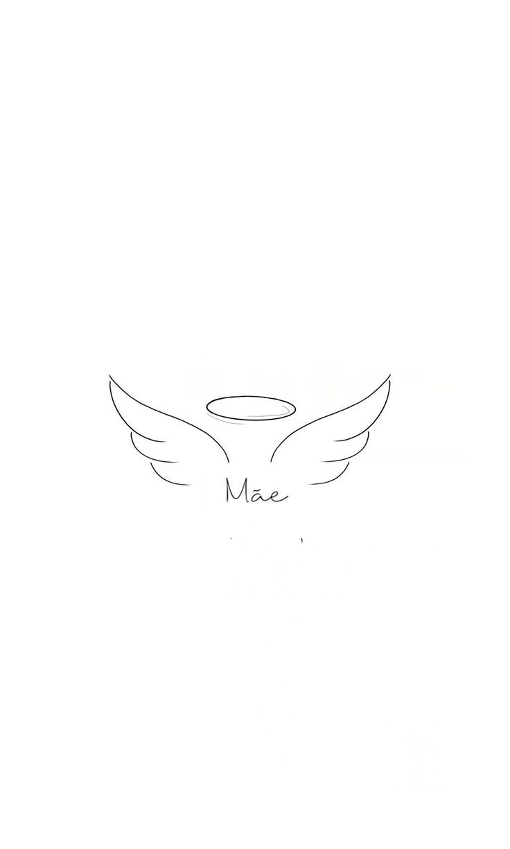 a black and white drawing of an angel with the word me on it's wings