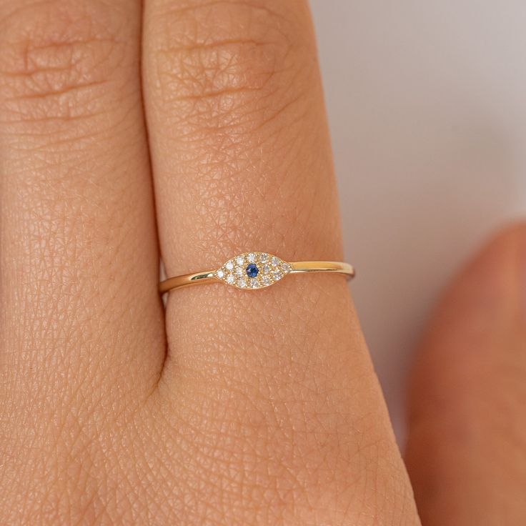 Diamond Evil Eye, Sapphire Band, Evil Eyes, Handmade Fine Jewelry, Evil Eye Ring, Bad Luck, Birthday List, Eye Ring, Evil Eye Charm