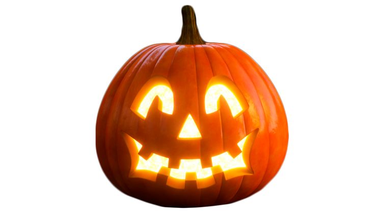 a carved pumpkin with glowing eyes on it's face is shown in front of a white background