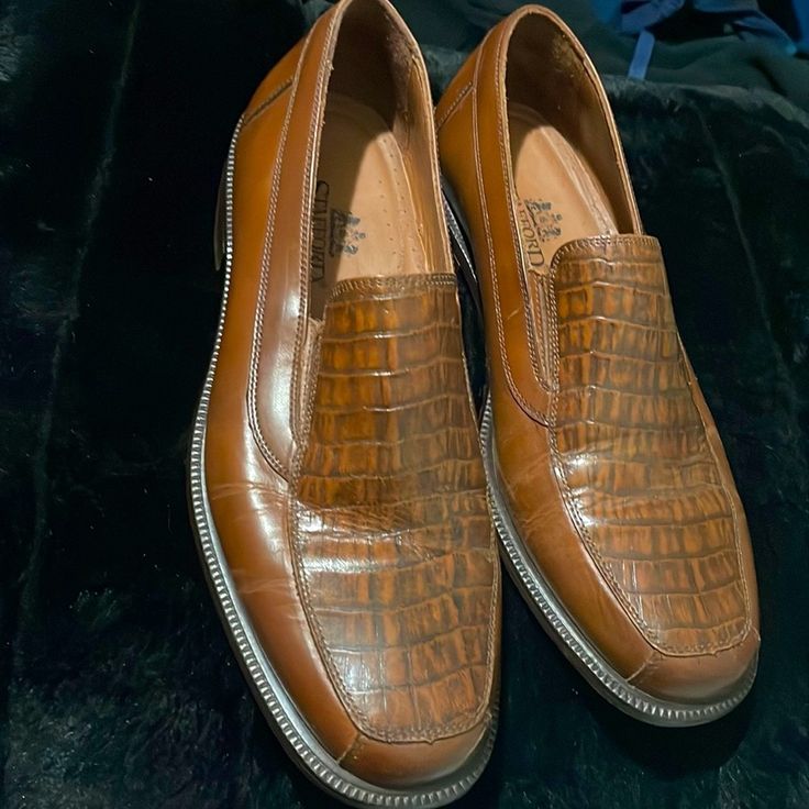 These Aren’t In Brand New Shape, But They Are Clean, No Major Condition Issues, And Had Only One Owner In Their Lifetime. Questions? Leave A Comment Below! Crocodile Pattern Round Toe Dress Shoes For Workwear, Crocodile Pattern Round Toe Dress Shoes For Work, Office Dress Shoes With Crocodile Pattern And Slip-on Style, Office Slip-on Dress Shoes With Crocodile Pattern, Brown Oxfords With Crocodile Pattern And Round Toe, Business Casual Loafers With Crocodile Pattern And Round Toe, Business Casual Crocodile Pattern Loafers With Round Toe, Crocodile Pattern Loafers For Work, Brown Crocodile Pattern Wingtip Loafers