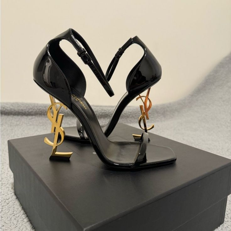 New Practically Brand New. Luxury Heels With Logo, Saint Laurent Women Shoes, Black Ysl Shoes, Saint Loran Shoes, Christian Luibuiton Shoes, Shoe Closet Heels, Heels For New Years Eve, Yves Saint Laurent Wedding Shoes, Black Luxury Heels