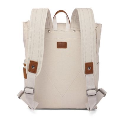 The Sunny Trail Canvas Backpack merges style with practicality, ideal for any journey. Handcrafted from 100% cotton canvas with genuine leather accents, it offers durability and sophistication. Eco-friendly features include recycled nickel-free hardware and vegetable-based dyes. The design combines functionality with aesthetic appeal, making it versatile for any outfit. | TSD Brand Sunny Trail Backpack, Ivory Beige Canvas Backpack, Casual Beige Cotton Backpack, White Canvas Backpack For Daily Use, Everyday Beige Canvas Backpack, Casual Beige Backpack For Everyday, Casual Cream Leather Bag, White Canvas Backpack For Everyday Use, Everyday Cotton Backpack With Canvas Lining, Casual Cream Backpack For Everyday Use