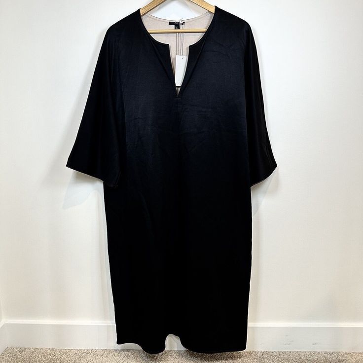 Nwt Cos Dress Womens Large Black Satin Kimono Midi Formal Theater Art Opera Elevate Your Wardrobe With This Stunning Nwt Cos Dress. The Black Satin Midi Dress Features A V-Neckline, Half Sleeves, And A Pullover Closure. Perfect For Any Occasion, It Is Suitable For Weddings, Parties, Formal Events, And Workwear. The Dress Is Made Of A Blend Of Rayon And Cotton, And It Is Machine Washable For Easy Care. The Dress Is Perfect For Any Season, Whether It Is Winter, Summer, Fall, Or Spring. It Is A Des Black Longline Dress For Daywear, Black Longline Daywear Dress, Long Black Daywear Dress, Black Long Daywear Dresses, Elegant Black Split Neck Dress, Black Fitted Elegant Tunic, Elegant Fitted Black Tunic, Elegant Black V-neck Tunic, Black Satin Midi Dress