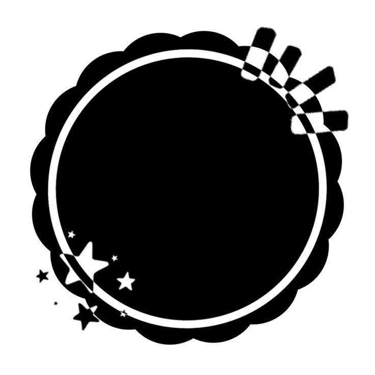 a black and white circle with stars around it