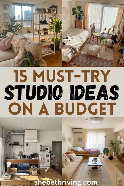 there are many different living room and dining room items in this collage with the words 15 must - try studio ideas on a budget