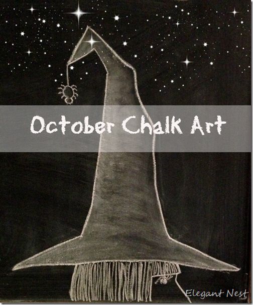 chalk drawing of a wizard's hat with the words october chalk art