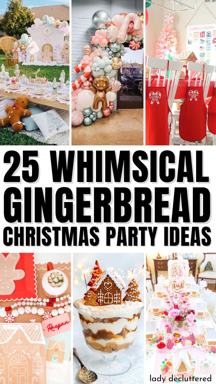 25 Whimsical Gingerbread Christmas Party Ideas Gingerbread Man Christmas Party Theme, Cookie Houses Christmas, Christmas Gingerbread Party Ideas, Gingerbread House Tea Party, Girls Gingerbread Decorating Party, Hosting A Gingerbread Decorating Party, Christmas Crafting Party Ideas, Gingerbread Man Party Decorations, Gingerbread Competition Party