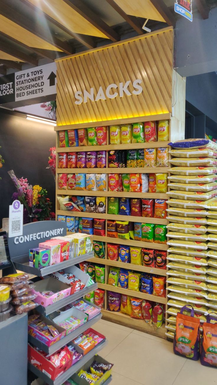 a store filled with lots of different types of snacks