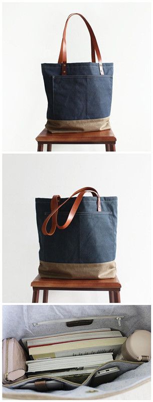 Canvas Tote Bag Handcrafted Shoulder Bag Shopper Bag Handbag Practical Cotton Bags With Pockets, Brown Cotton Bag For Daily Use, Everyday Cotton Satchel Canvas Bag, Everyday Cotton Satchel Bag, Large Capacity Waxed Canvas Bag For Daily Use, Brown Cotton Satchel Canvas Bag, Casual Cotton Canvas Bag With Waxed Finish, Cotton Canvas Bag With Canvas Lining For Everyday Use, Cotton Canvas Tote Bag With Adjustable Strap