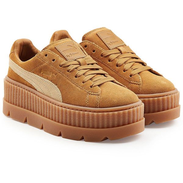 FENTY Puma by Rihanna The Cleated Creeper Sneakers ($170) ❤ liked on Polyvore featuring shoes, sneakers, brown, brown suede sneakers, suede shoes, puma footwear, creeper platform shoes and puma trainers Platform Puma Sneakers, Brown Platform Shoes, Brown Suede Sneakers, Rihanna Shoes, Suede Creepers, Platform Shoes Sneakers, Puma Creepers, Puma Rihanna, Puma Fenty