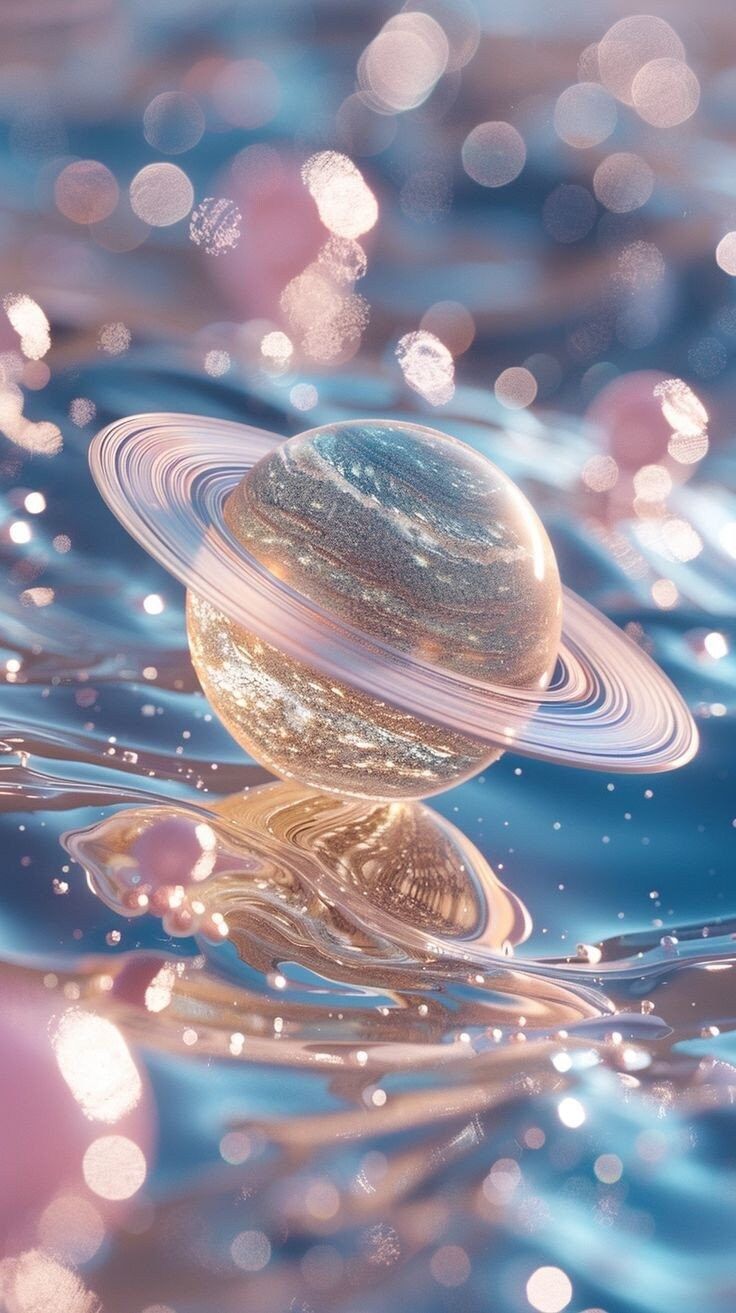 an image of saturn floating in the water