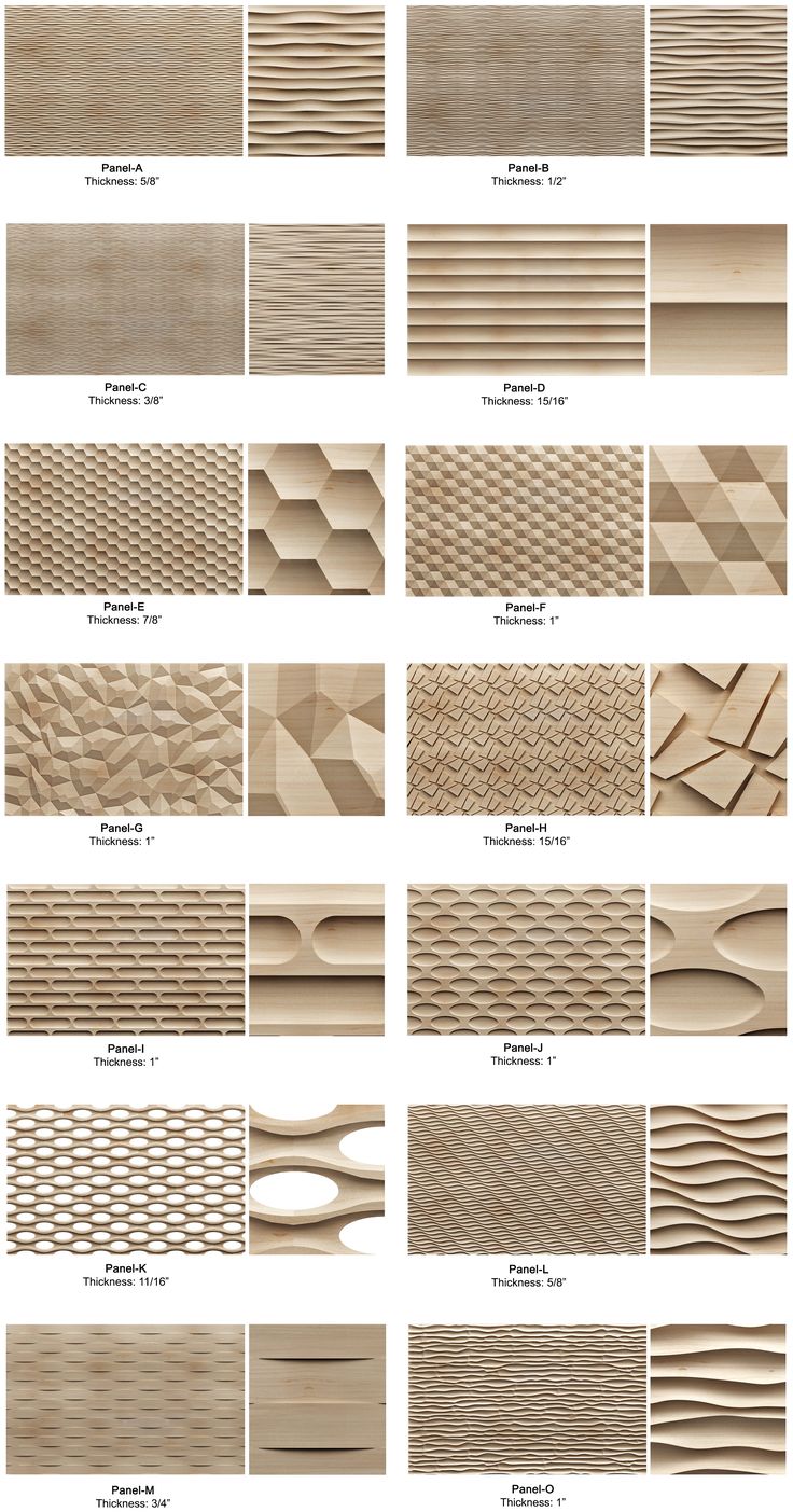 many different types of wood panels and their names are shown in this image, including the design