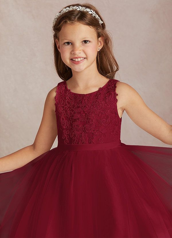 Every and all flower girls will love wearing our lace and tulle Ball-Gown dress, Calla. Her scoop neckline has hand-sewn lace with delicate button back closure over a heart keyhole back. She has a stretch satin belt that wraps around to a detachable bow in the back. The tulle skirt flows beautifully and easily with every step. Burgundy Ball Gown, Calla Flower, Burgundy Flower Girl Dress, Satin Belt, Military Ball Dresses, Sage Dress, Special Event Dresses, Lace Bride, Wedding Plan