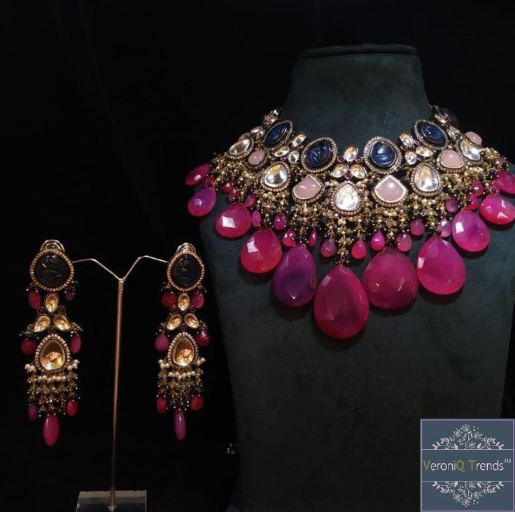 VeroniQ Trends-Designer Cocktail Victorian Necklace with Faux Rubies-Kundan Necklace-Polki Kundan-Wedding Jewelry by VeroniQTrends on Etsy डिजाइनर कपड़े, Kundan Jewellery Bridal, Perhiasan India, Victorian Necklace, Indian Bridal Jewelry Sets, Antique Jewellery Designs, Fancy Jewellery Designs, Jewelry Set Design, Antique Jewelry Indian