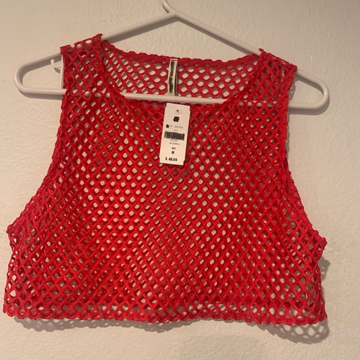 New.!! Never Used Color: Red Mesh Crop Top Size:M Retails $50 No Returns Red Sleeveless Tops For Beach Season, Casual Crop Top For Party, Beach Season, Casual Crop Top For Beach Season Party, Casual Beach Season Party Crop Top, Red Stretch Summer Tops, Red Tops For Summer Party, Red Crop Top For Summer, Stretch Red Top For Beach Season, Stretch Red Tops For Beach Season