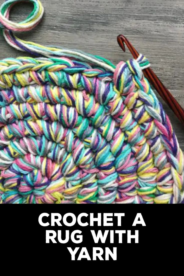 How to Crochet a Rug with Yarn How To Make A Rug Out Of Yarn, Rug Yarn Projects Ideas, Yarn Rugs Diy How To Make, Crocheted Rugs Patterns Free, How To Crochet A Rug, Yarn Rug Diy, Crochet A Rug, Cotton Yarn Patterns, Make A Rug