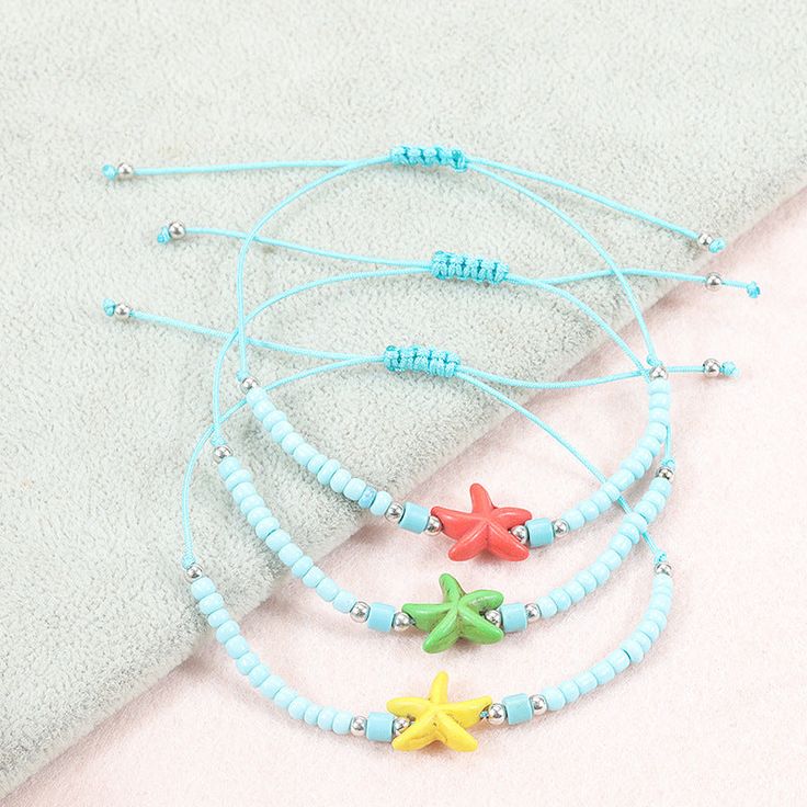 Material: Glass/Colored Glaze Fashion Element: XINGX Style: Pastoral Style Beach Surfing, Puppy Supplies, Bead Bracelets, Ocean Beach, Watch Necklace, Ring Bracelet, Starfish, Glaze, Surfing