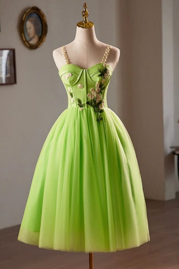 Beautiful Green Lace Flower Short Party Dress, Lovely Spaghetti Straps Sleeveless Backless Evening DressItem DetailSilhouette: A-LineMaterial: TulleBack Details: Lace-upLining: Fully linedLength: Floor length&ltp&gtColor: Green, customer color service is available, and there is no extra fee for custom color.&lt/p&gt&ltbr/&gt&ltp&gtSize: US 0-26W, custom size&lt/p&gt&ltbr/&gt&ltp&gtHave questions about sizing, color, time, or styling? Please feel free to contact us: kateprom.service@gmail.com&lt/p&gt&ltbr/&gt&ltp&gtBeautiful Green Lace Flower Short Party Dress, Lovely Spaghetti Straps Sleeveless Backless Evening Dress&lt/p&gt&ltbr/&gt Green Summer Evening Dress With Sweetheart Neckline, Green Sleeveless Suspender Dress, Sleeveless Suspender Dress For Prom, Green Summer Evening Dress For Banquet, Green Sleeveless Evening Dress For Banquet, Green Cocktail Dress With Sweetheart Neckline, Spring Green Evening Dress With Sweetheart Neckline, Green Cocktail Evening Dress With Sweetheart Neckline, Green Sleeveless Suspender Dress For Spring