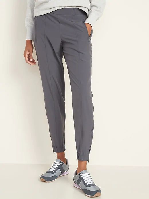 Mid-Rise Soft 4-Way Stretch Joggers for Women | Old Navy Athleisure Ankle-length Pull-on Joggers, Athleisure Ankle-length Pull-on Pants, Casual Stretch Pants With Zipper Closure, Sporty Ankle-length Pull-on Joggers, Versatile Tapered Leg Fall Joggers, Versatile Tapered Leg Joggers For Fall, Stretch Solid Pants With Zipper Closure, Solid Stretch Pants With Zipper Closure, Sporty Fall Pants With Pull-on Style