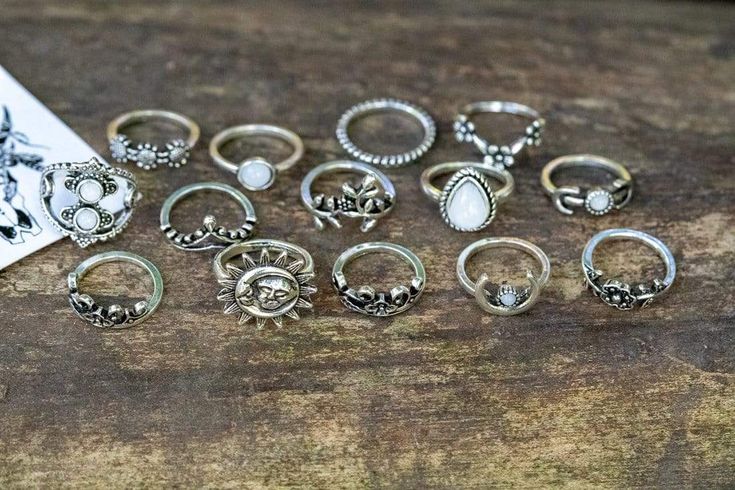 WickedAF Ring Set Soleil Ring Set Adjustable Metal Ring Jewelry For Summer, Vintage Handmade Rings For Summer, Vintage Handmade Summer Rings, Vintage Summer Ring Jewelry, Trendy Silver Rings For Summer, Silver Bohemian Midi Rings For Summer, Trendy Nickel-free Midi Rings, Trendy Silver Rings, Galaxy Ring